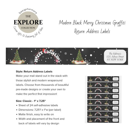 Black Merry Christmas Graffiti Retouradres