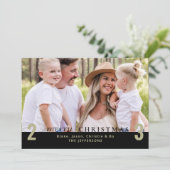 Black Merry Christmas Simple 2023 Foto Kaart (Staand voorkant)