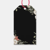 Black Merry Christmas | Winter bloemen en goud Cadeaulabel (Achterkant)