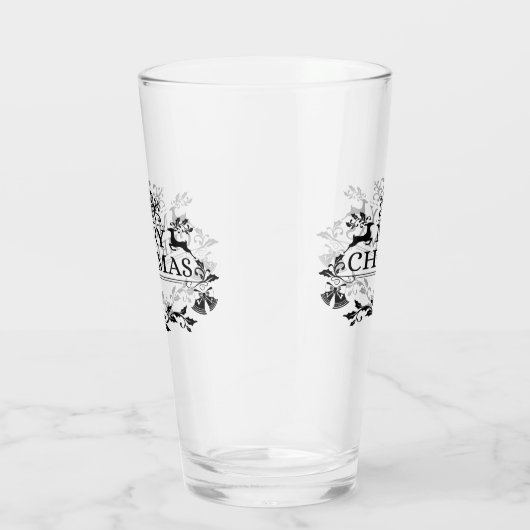 Black Merry Christmas Word Art Glass Tumbler (Rechts)
