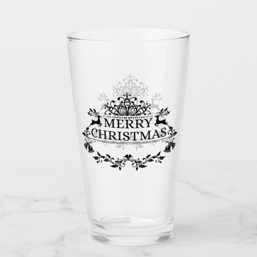 Black Merry Christmas Word Art Glass Tumbler (Voorkant)