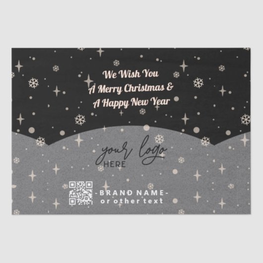 Black Merry kerst Business Logo QR-code Tissuepapier (Voorkant)