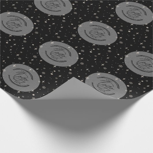 Black Merry kerst Business Logo Snowflake Cadeaupapier (Hoek)