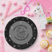 Black Merry kerst Business Logo Snowflake Papieren Bordje (Feest)