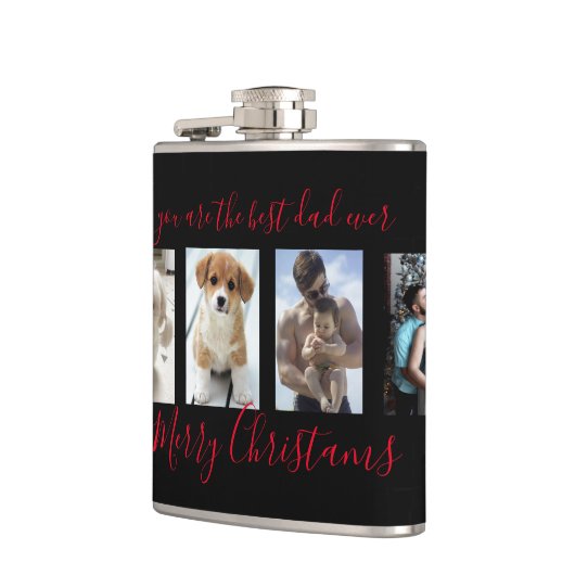 Black Merry Kerstbeste pap ooit foto Collage Heupfles (Links)