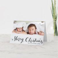 Black Merry-kerstcadeaufotokaart voor feestdagen