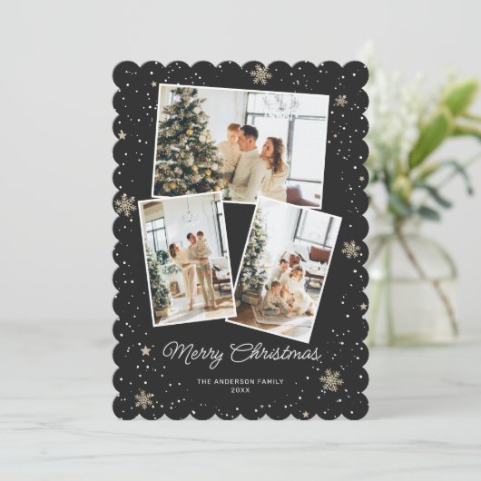 Black Merry kerstfoto Kaart collage (Staand voorkant)