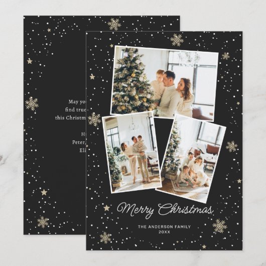 Black Merry kerstfoto Kaart collage (Voorkant / Achterkant)