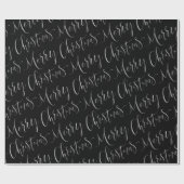 Black Merry Kerstkalligraphy Holiday Cadeaupapier (Vlak)