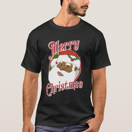 Black Merry-kerstman-Amerikaanse kerstman T-shirt (Voorkant)