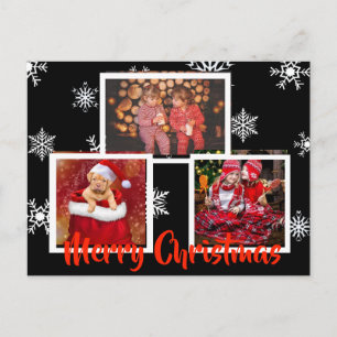 Black Merry Kerstmis Snowflake Persoonlijke foto Briefkaart
