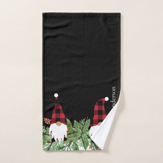 Black Merry kerstrode buffalo Pset Gnome Bad Handdoek (Handdoek)