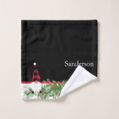 Black Merry kerstrode buffalo Pset Gnome Bad Handdoek (Wasdoekje)