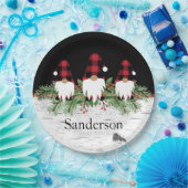 Black Merry kerstrode buffalo Pset Gnome Papieren Bordje (Feest)