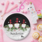 Black Merry kerstrode buffalo Pset Gnome Papieren Bordje (Feest)