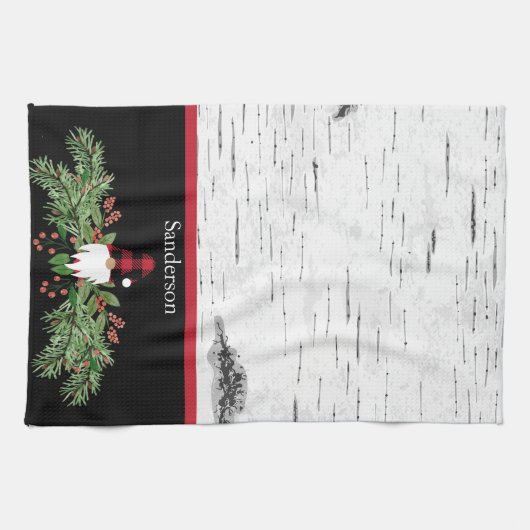 Black Merry kerstrode buffalo Pset Gnome Theedoek (Horizontaal)