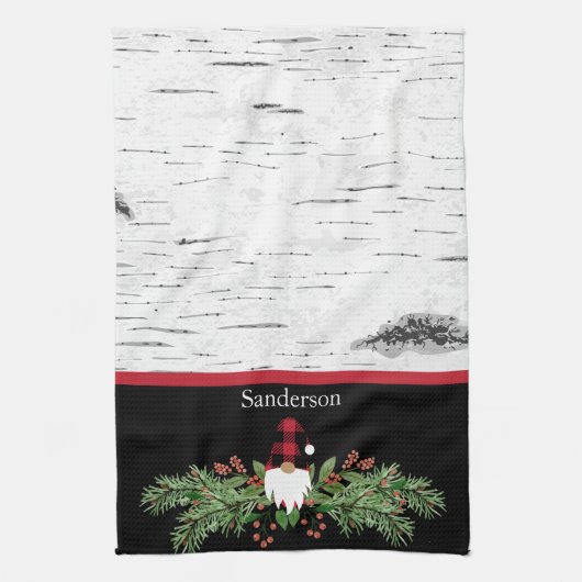 Black Merry kerstrode buffalo Pset Gnome Theedoek (Verticaal)