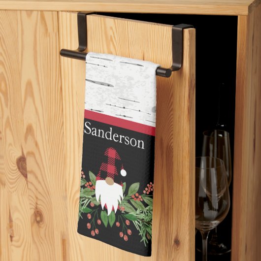 Black Merry kerstrode buffalo Pset Gnome Theedoek (Derde Gevouwen)