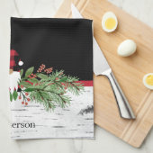 Black Merry kerstrode buffalo Pset Gnome Theedoek (Quarter Fold)