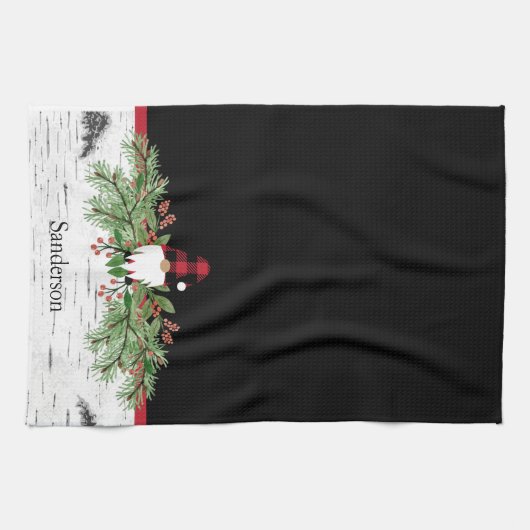 Black Merry kerstrode buffalo Pset Gnome Theedoek (Horizontaal)