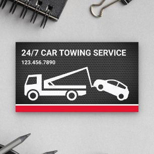 Black Mesh Car Towing Service Tow Truck Visitekaartje