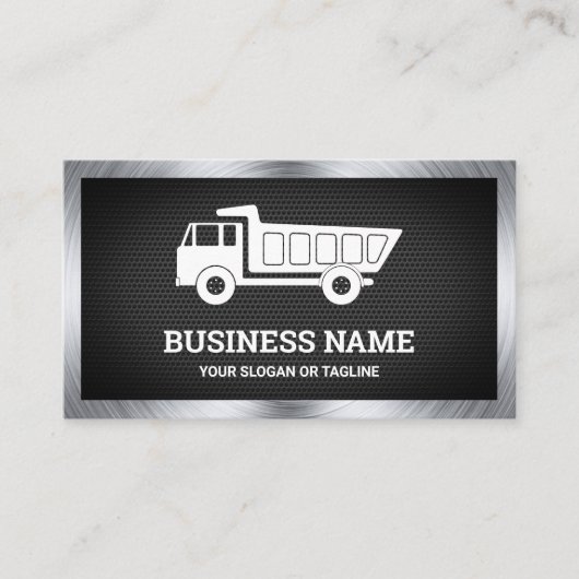Black Mesh Construction Hauling Dump Truck Visitekaartje (Voorkant)