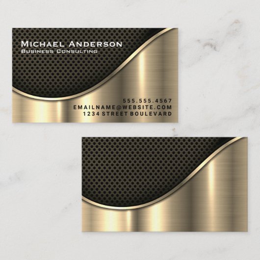 Black Mesh en Gold Metallic Visitekaartje (Voorkant / Achterkant)