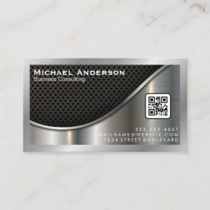Black Mesh en Metallic Silver   QR-code Visitekaartje