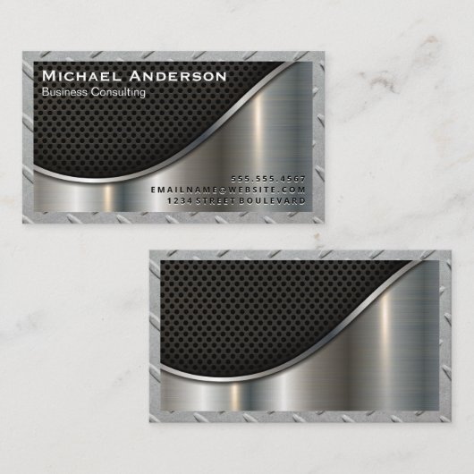 Black Mesh en Metallic | Staalgrens Visitekaartje (Voorkant / Achterkant)