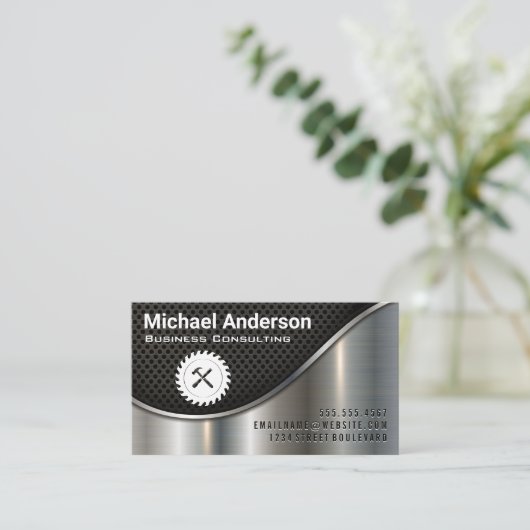 Black Mesh en Metallic | Zauw en Hammer Visitekaartje (Staand voorkant)