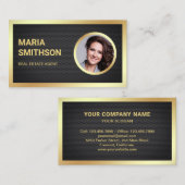 Black Mesh Gold Foil Foto Real Estate Agent Visitekaartje (Voorkant / Achterkant)