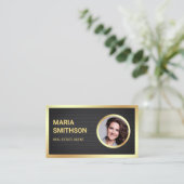 Black Mesh Gold Foil Foto Real Estate Agent Visitekaartje (Staand voorkant)
