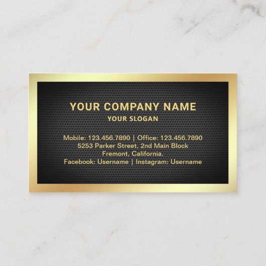 Black Mesh Gold Foil Real Estate Photo Realtor Visitekaartje (Achterkant)