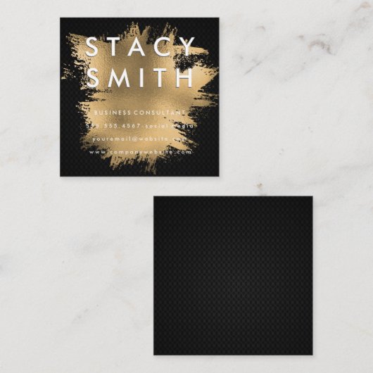 Black Mesh Gold Foil Vierkante Visitekaartje (Voorkant / Achterkant)