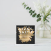 Black Mesh Gold Foil Vierkante Visitekaartje (Staand voorkant)