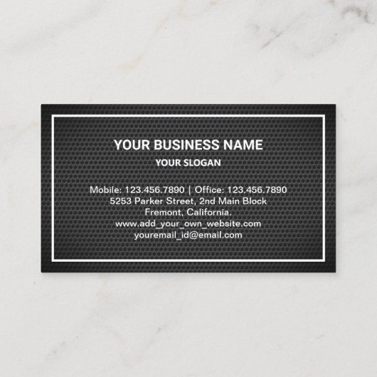 Black Mesh Gold Luxe Auto Huren Chauffeur Visitekaartje (Achterkant)