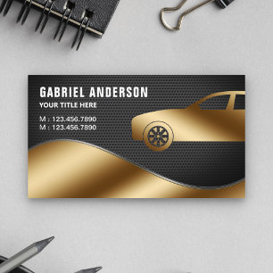 Black Mesh Gold Luxe Auto Huren Chauffeur Visitekaartje