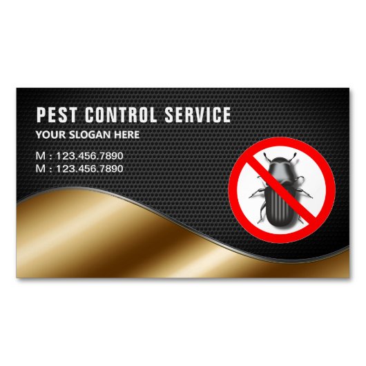 Black Mesh Gold Pest Control Service Magnetisch Visitekaartje (Voorkant)