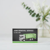Black Mesh Junk Removal Service Garbage Truck Visitekaartje (Staand voorkant)