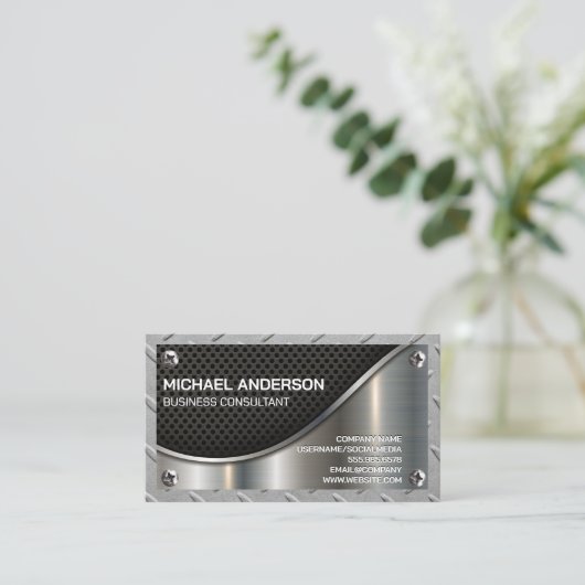 Black Mesh | Metaalschroeven | Staal Visitekaartje (Staand voorkant)