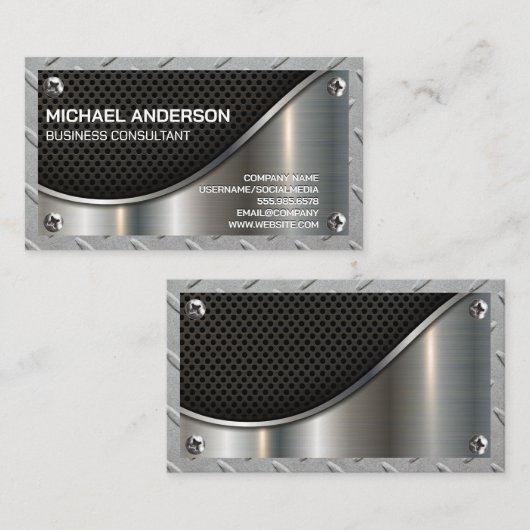 Black Mesh | Metaalschroeven | Staal Visitekaartje (Voorkant / Achterkant)