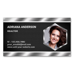 Black Mesh Metallic Real Estate Photo Realtor Magnetisch Visitekaartje
