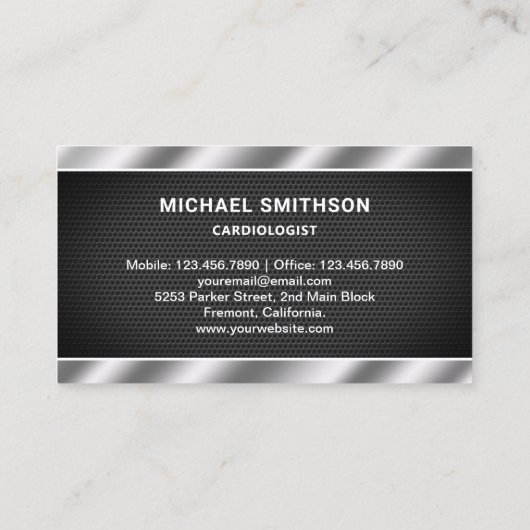 Black Mesh Metallic Steel Stethoscope Doctor Visitekaartje (Achterkant)
