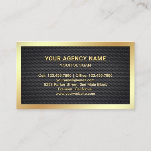 Black Mesh privé detective Visitekaartje (Achterkant)