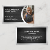 Black Mesh Silver Fitness Personal Trainer Foto Visitekaartje (Voorkant / Achterkant)