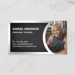 Black Mesh Silver Fitness Personal Trainer Foto Visitekaartje