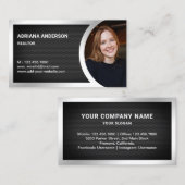 Black Mesh Silver Foil Real Estate Photo Realtor Visitekaartje (Voorkant / Achterkant)