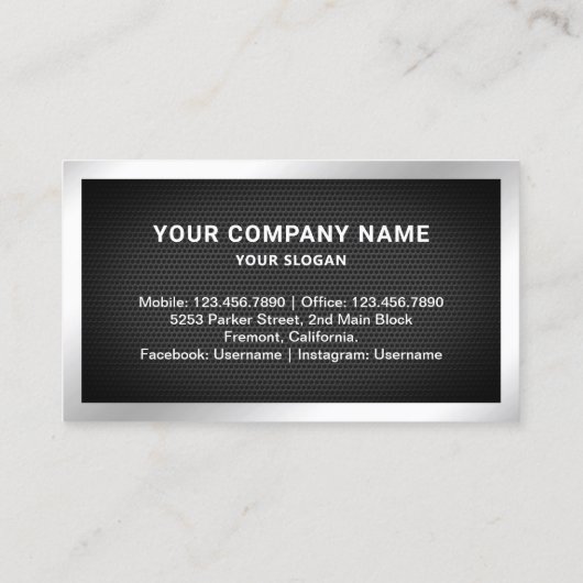 Black Mesh Silver Foil Real Estate Photo Realtor Visitekaartje (Achterkant)