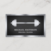 Black Mesh Steel Barbell Fitness Personal Trainer Visitekaartje (Voorkant)