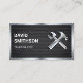 Black Mesh Steel Handyman Auto Repair Mechanic Visitekaartje (Voorkant)